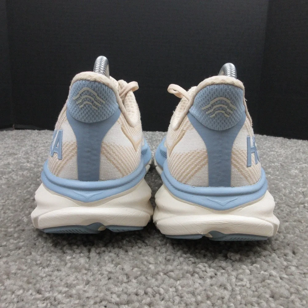Hoka One One Sneakers Womens Size 9 B US Beige Blue Clifton 9 Shoes Trainers